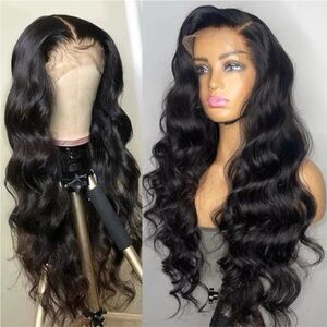 Elegant Black Wavy Lace Front Wig